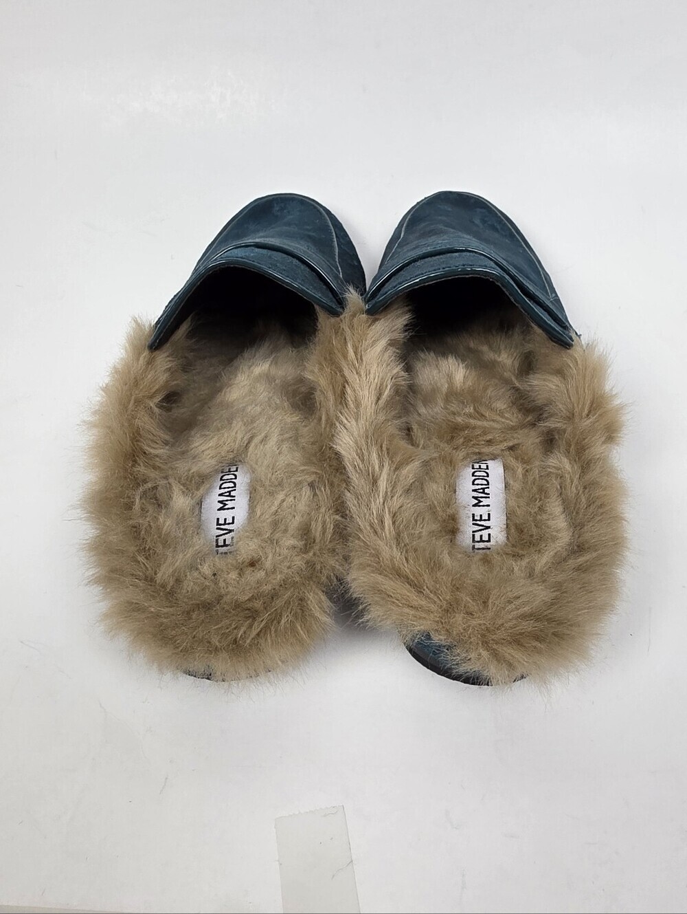Steve Madden Kaden Green Velvet Fur Smoking Flats Loafer Mule - 7.5 - Picture 9 of 11